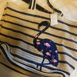Vera Bradley Tan and Black Flamingo Tote Bag